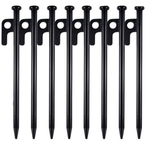 Picchetti per tenda resistenti, 8 pezzi, picchetti da campeggio da 20 cm, picchetti da campeggio con gancio e foro, picchetti per tenda, picchetti neri per veranda, picchetti per tenda in acciaio forg (1/5)
