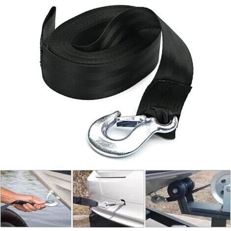 Cinghia per verricello da rimorchio resistente con gancio, larga 5,1 cm, lunga 6 m, per veicoli