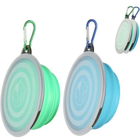 Ciotole pieghevoli per cani con coperchio, ciotole per l'acqua per cani, ciotole da viaggio per cani e gatti, altezza regolabile, leggere, portatili per passeggiate, escursioni, campeggio (blu+verde, (1/5)