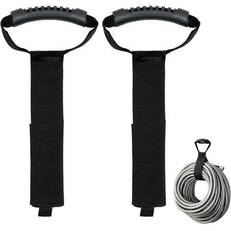 Set di 2 cinghie di fissaggio, organizer per prolunghe e tubi flessibili con maniglie, per riporre prolunghe, tubi flessibili, fili e cavi. (1/5)