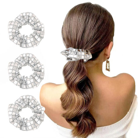 Elastici per capelli quadrati glitterati - Set da 3 pezzi argento-lsw (1/3)