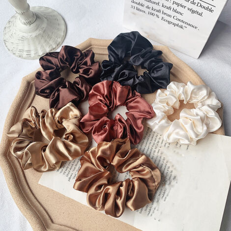 Elastici per capelli in raso tinta unita - Set di 6 colori, elegante acconciatura-lsw (1/4)