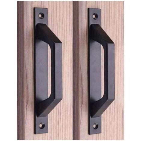 Maniglia in legno da 19,6 cm per porta scorrevole, maniglia per porta scorrevole, acciaio al carbonio (D (1/4)