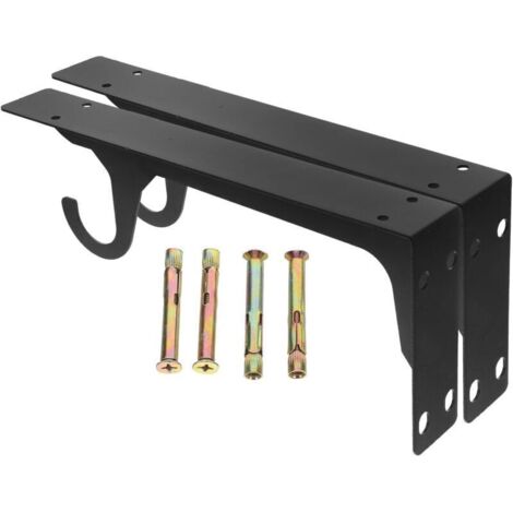 Supporto a parete resistente per asta appendiabiti con gancio integrato, staffa triangolare nera rinforzata per camera da letto e bagno.