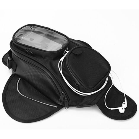 Borsa da serbatoio per moto, 1 pezzo, universale, in tessuto Oxford nero spesso, con potente magnete impermeabile. (1/4)