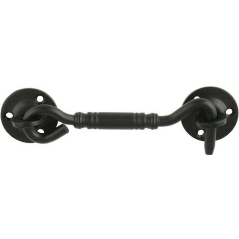Chiusura a gancio per finestra della porta della cabina, lunga 110 mm, in acciaio inox nero opaco, (1/4)