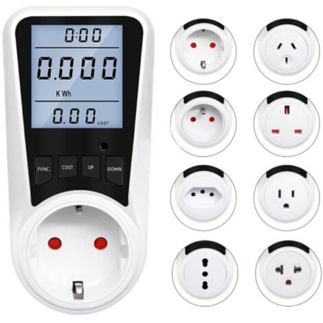 Misurazione del consumo di elettricità, wattmetro da 3680 W max con schermo LCD, monitor di consumo Volt Ampere Watt