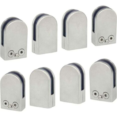 8 morsetti per vetro (6-8 mm), supporto per vetro in acciaio inox 304, staffa di serraggio, clip piatta per corrimano, finestra, balaustra