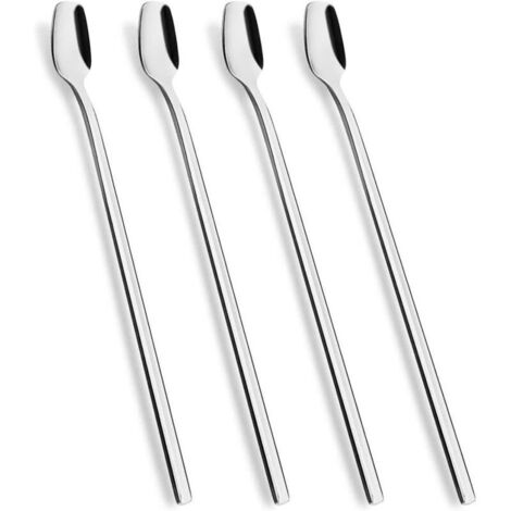 Set di 4 cucchiaini da tè con manico lungo, 15,2 cm, realizzati in acciaio inossidabile 18/10 di alta qualità. (1/4)