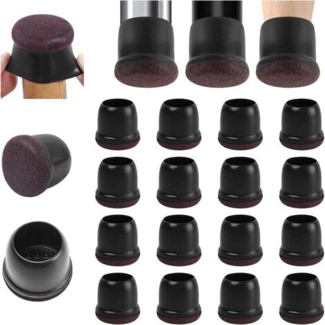 Set di 16 piccoli proteggi-pavimento in silicone nero con rivestimento in feltro, piedini in gomma per sedie, coprigambe per sedie