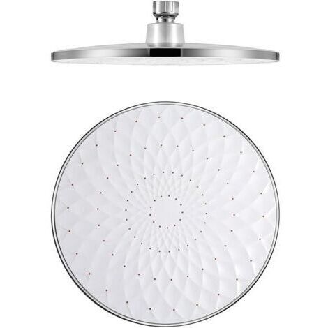 Soffione doccia rotondo da 9 pollici, soffione doccia fisso in ABS a pioggia, soffione doccia ad alta pressione per risparmio idrico, attacco G1/2", bianco (1/5)
