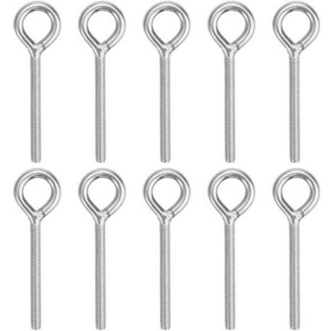 10 pezzi di golfari ad anello di sollevamento M6, golfari in acciaio inox 304, viti ad anello filettate a gambo lungo, golfari con filettatura maschio da 74 mm, golfari antiruggine, per fissaggio e so (1/5)