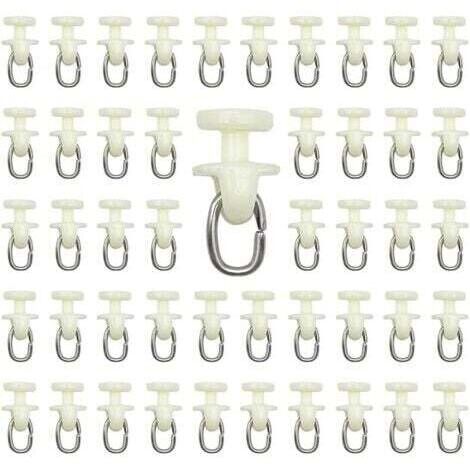 100 pezzi di rulli per binario per tende - (bianchi) Binario per tende da interni, gancio per tende, binario scorrevole, carrucola in plastica per tende (1/5)