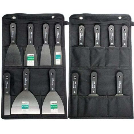 Couteaux à Enduire Jeu de Spatules en Acier Ensemble de Couteaux à Mastic Lot de 7 pièces Avec Sac De Rangement Grattoir Mural Poignée En Plastique Antidérapant