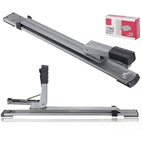 VURAHOME - Cucitrice/chiodatrice manuale, cucitrice standard a braccio lungo per impieghi gravosi con cucitura media, formato A3, prolunga grande, facile da usare, forniture per ufficio, argento (1/5)