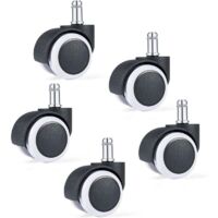 Rotelle per sedie da ufficio, set da 5, rotelle di ricambio da 11/50 mm, base del sedile silenziosa per pavimenti duri.