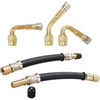 5 prolunghe per valvole pneumatici, 3 adattatori per valvole pneumatici, gomiti di prolunga per valvole pneumatici con 2 prolunghe per valvole