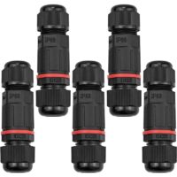 VURAHOME - Set di 5 scatole di derivazione impermeabili, connettore elettrico per esterni IP68, custodia elettrica per esterni e connettori per cavi Ø 1-13 mm - Nero