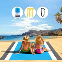 Tappetino da spiaggia, 210200 cm, portatile, impermeabile, anti-sabbia, con 4 picchetti per campeggio in spiaggia, picnic, escursioni, ecc., eventi all'aperto