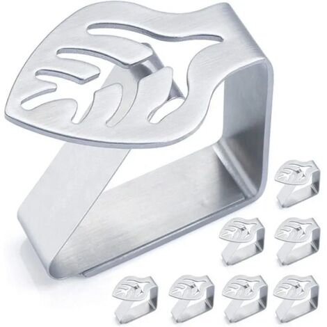 Nappe Clips Anti-Glissant Lot de 8 pinces pour nappe dcoratives en acier inoxydable pais - Pour pique-nique barbecue (1/4)