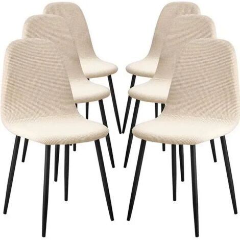 Lot de 6 Housse de Chaise de Salle à Manger Scandinaves Style Nordique Couverture Revêtement de Chaise Extensible pour Cuisine
