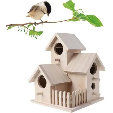 Nichoir maison en bois véritable Volière Mangeoire à oiseaux cage oiseau grand fort Sécurité 20.5x15.5x15.5cm