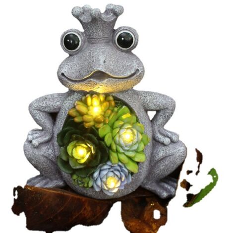 Solaire Grenouille Statue Jardin Solaire Ornement Extérieur LED Lumière Grenouille Grenouille Statue Grade Pour Patio Votre Grenouille Ornement Avec Couronne 1pc (1/5)