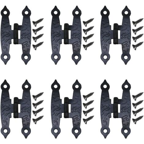 10 Pièces Antique Noire Armoire Porte Bagages Charnières Hinges Décoration Hinges avec Vis Charnières en Métal Charnière à Fleurs Quincaillerie Ancienne Charnières (1/5)