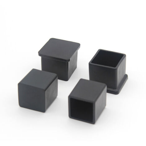 Lot de 10 Embouts de Pieds de Chaise carrés en Caoutchouc antidérapant pour protéger Le Sol des Meubles et des Tables 20 x20 mm, Noir