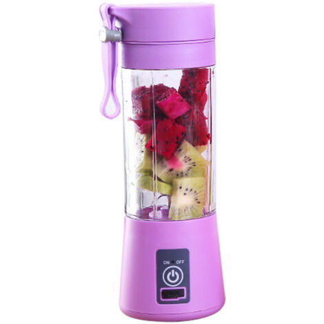Mélangeur de jus de fruits électrique, rechargeable par USB, 4 lames pour un excellent mélange, 380 ml. 1pc violet (1/4)