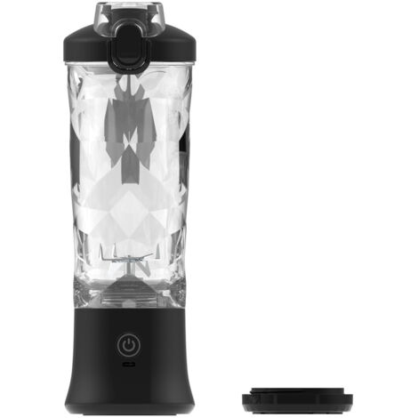 Portable Milkshake et Smoothie Blender 600ML 4000mAh Mini Blender avec 6pcs Lames 3D et Brosse, USB Rechargeable Multifonction Blender pour Fruits Légumes, Voyage, Camping 1pc Noir (1/5)