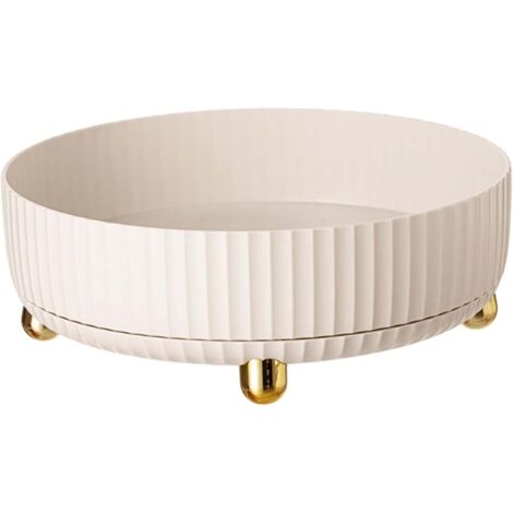 1PC rotatif porte-épices assaisonnement support organisateur plateau tournant rond épices bouteilles étagère cuisine plateau blanc (1/3)