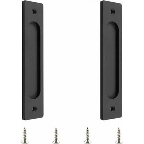 Ensemble de 2 portes coulissantes rectangulaires en verre portes d'armoires de cuisine portes coulissantes en acier inoxydable noir mat portes de grange coulissantes (1/5)