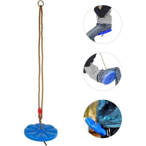 Balançoire Assiette Fleur Pour Enfants – Plastique Résistant – Corde 10 Mm – Hauteur Réglable 1,80 à 2,50 M – Jaune