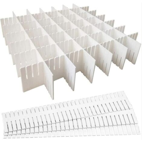 Combinaison gratuite de séparateurs de tiroirs et de séparateurs en plastique - blanc, 327cm (peut être coupé à volonté), 8pcs (1/5)