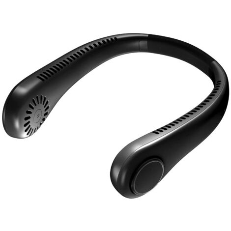 1800 mAh Portable Sans Lame USB Ventilateur De Cou Ventilateur De Charge pour Hommes Et Femmes Sports De Plein Air Voyage Cour Jardin Travail À La Maison (Noir) 1pc (1/4)