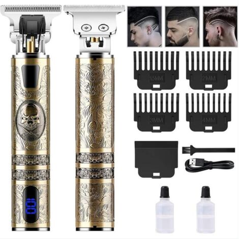 Tondeuse à cheveux, tondeuse à cheveux professionnelle pour homme, rasoir électrique facile à couper, tondeuse à barbe rechargeable par USB, tondeuse à lame en T pour homme avec 3 peignes et écran LED