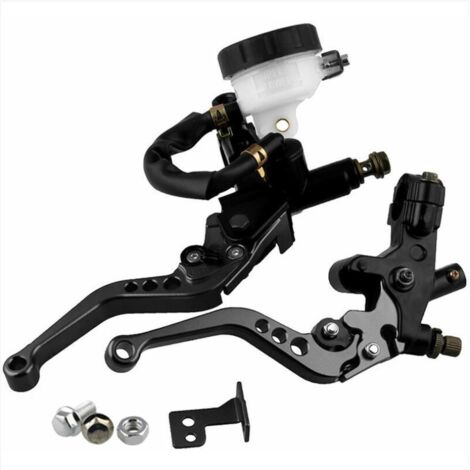 7/8 Leviers D'Embrayage De Frein De Moto Ensemble De Reservoir De Maitre-Cylindre Universel Reglable, Noir (1/5)