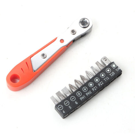 Cliquet Tournevis, Tournevis Magnétique, Mini Clé à Cliquet 1/4, Entraînement 1/4" à Couple Elevé, Mini Tournevis Décalé Réversible à Cliquet, Outils de Réparation de Poche Multifonctions (1/5)