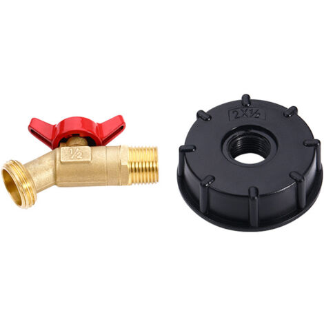 Robinet Cuve 1000L,Adaptateur de réservoir IBC Connecteur à filetage 1/2",IBC Adaptateur IBC S60 x 6 Filetage grossier,Robinet de Jardin pour Recuperateur Eau de Pluie (1/4)