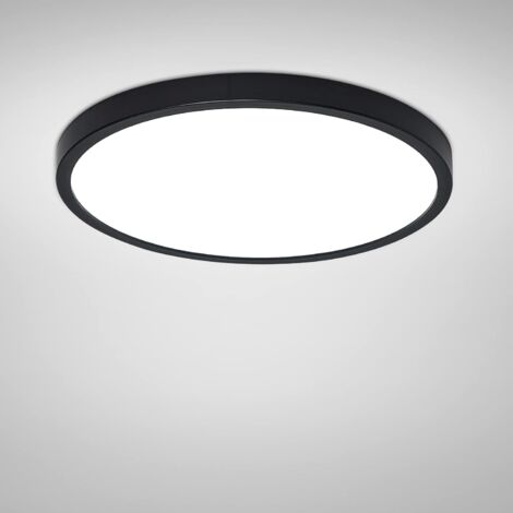 Plafonnier LED 28W Blanc Froid 6500K Ultra Mince Noir Lampes de pour Salle de Bains Chambre Salon Cuisine Bureau 23cm (1/5)