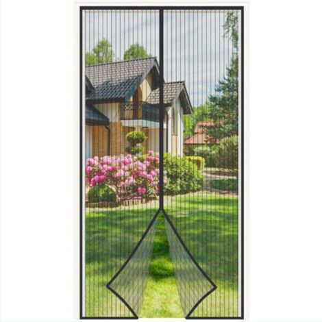 Moustiquaire Porte Fenêtre Magnétique 95x210cm Moustiquaire Porte Aimantée Sans Perçage Rideau Porte Anti Mouche Anti Insecte avec Bande Adhésive Maille Très Fine Fermeture Automatique, Noir (1/4)