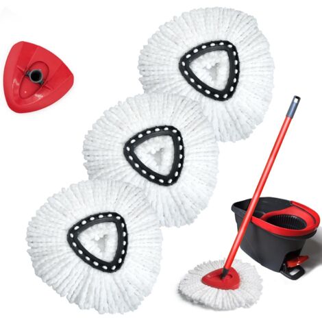 Lot de 3 vadrouilles de rechange en microfibre avec Vileda Turbo EasyWring 3 en 1 et recharge de tête de vadrouille pour tous les types de sols.