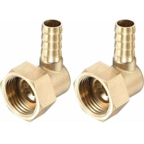 Raccord Cannelé Tuyau Laiton Coude 10mm x G1/2 Connecteur Tuyau Femelle à écrou Pivotant pour Eau Carburant Air Paquet de 2 (1/5)