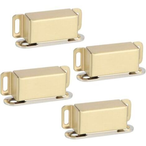 Aimant Porte Placard Loquet Magnétique pour Tirtoirs ou Armoires Fermeture de Porte, Finition Dorée en Acier Inoxydable, 4 Pcs, ECAT001G-4P-FR (1/5)