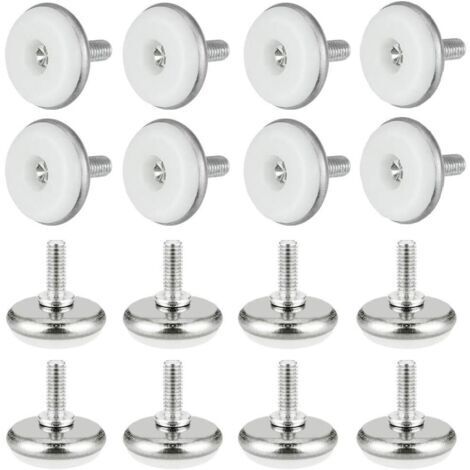30 PCS Pied Vérin Réglable Pied de Nivellement en Plastique et Métal avec Écrou Pieds Réglables M615 30mm Vis de Réglage Meuble pour Table Meuble Bureau Placard Chaise, Blanc (1/5)