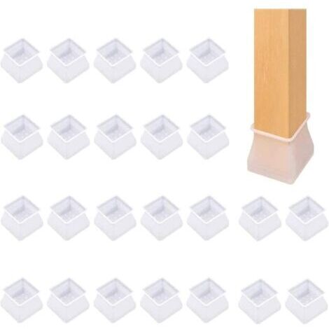 24 PCS Pied de Chaise Silicone Embout de Chaise Protection Pied Cache Pied de Table carré Prévenir Les Rayures Le Bruit et Les dommages durables et Doux Carré Protege Pied de Chaise (1/5)