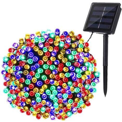 Guirlande Noël Solaire, 22M 200 LED Guirlande Lumineuse Solaire Extérieure Étanche 8 Modes Décoration Lumière pour Jardin Balcon Arbres Clôture Terrasse Fête, Multicolore [Classe énergétique A+++] (1/5)