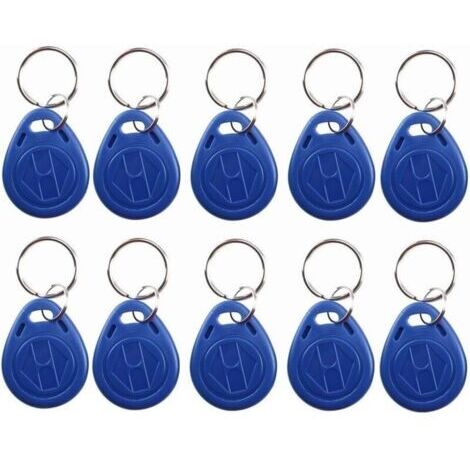 Porte-clés RFID inscriptible 125 kHz T5577/EM4305, étiquette NFC, jeton d'identification de proximité, porte-clés de contrôle d'accès pour systèmes de sécurité, bleu (10) (1/5)