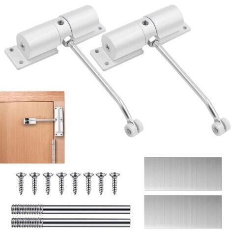 2 Pièces Ferme Porte Automatique, Réglable Ferme Porte à Ressort pour Portes Jusqu'à 30 kg, Groom Fermeture Porte avec Tige de Réglage, Plaque de Montage et Vis pour le Bureau à Domicile (1/5)